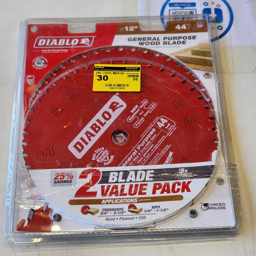 12in X 44-Tooth General Purpose Circular Saw Blade 12in X 44-Tooth General Purpose Circular Saw Blade